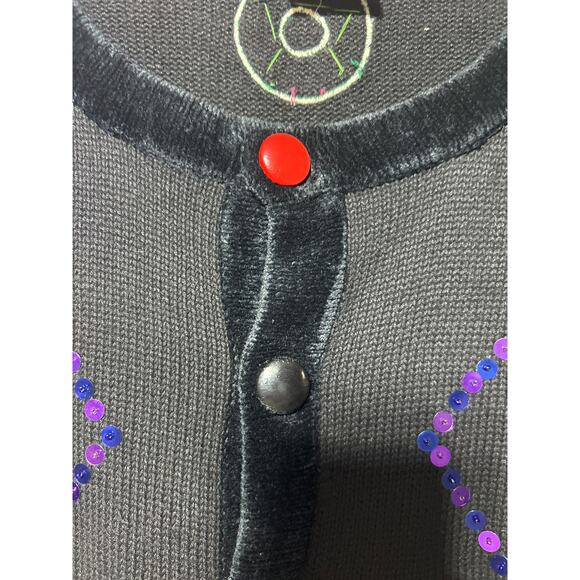 The Quacker Factory Cardigan Sweater 1X Black Nutcracker Sequin Holiday - Picture 4 of 11